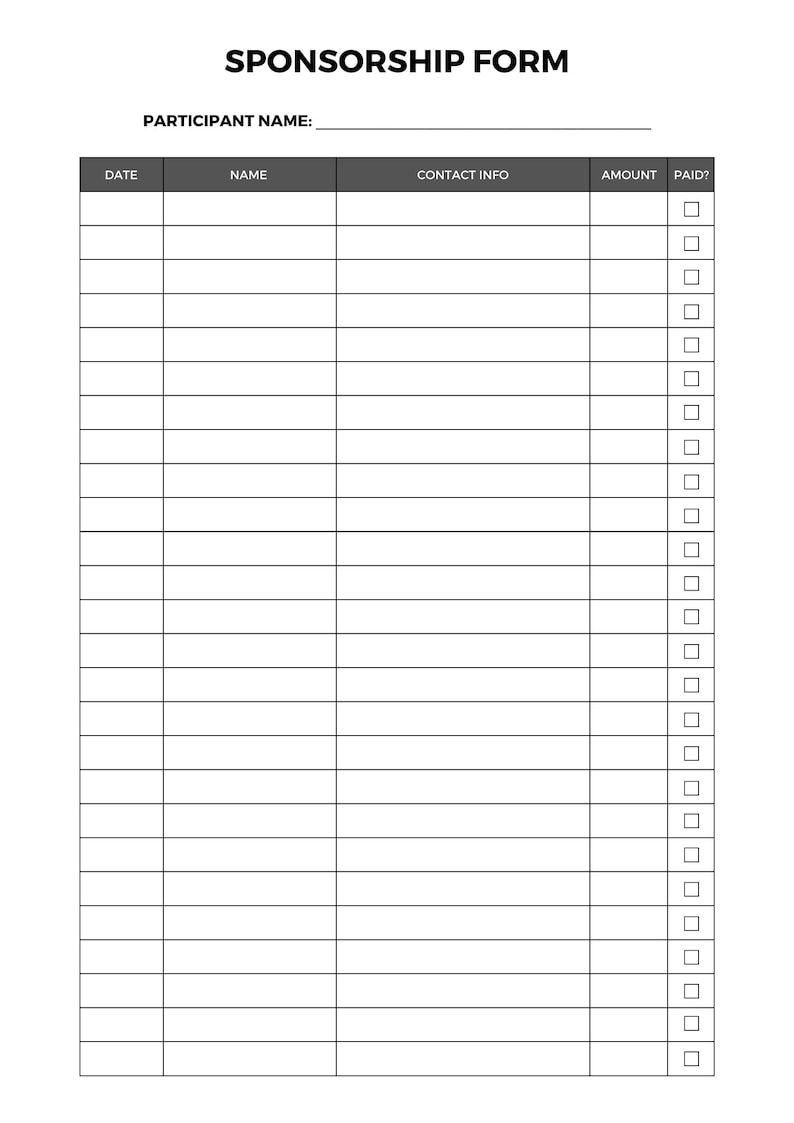 Sponsorship Form Template, Sponsorship Form, Sponsorship Template