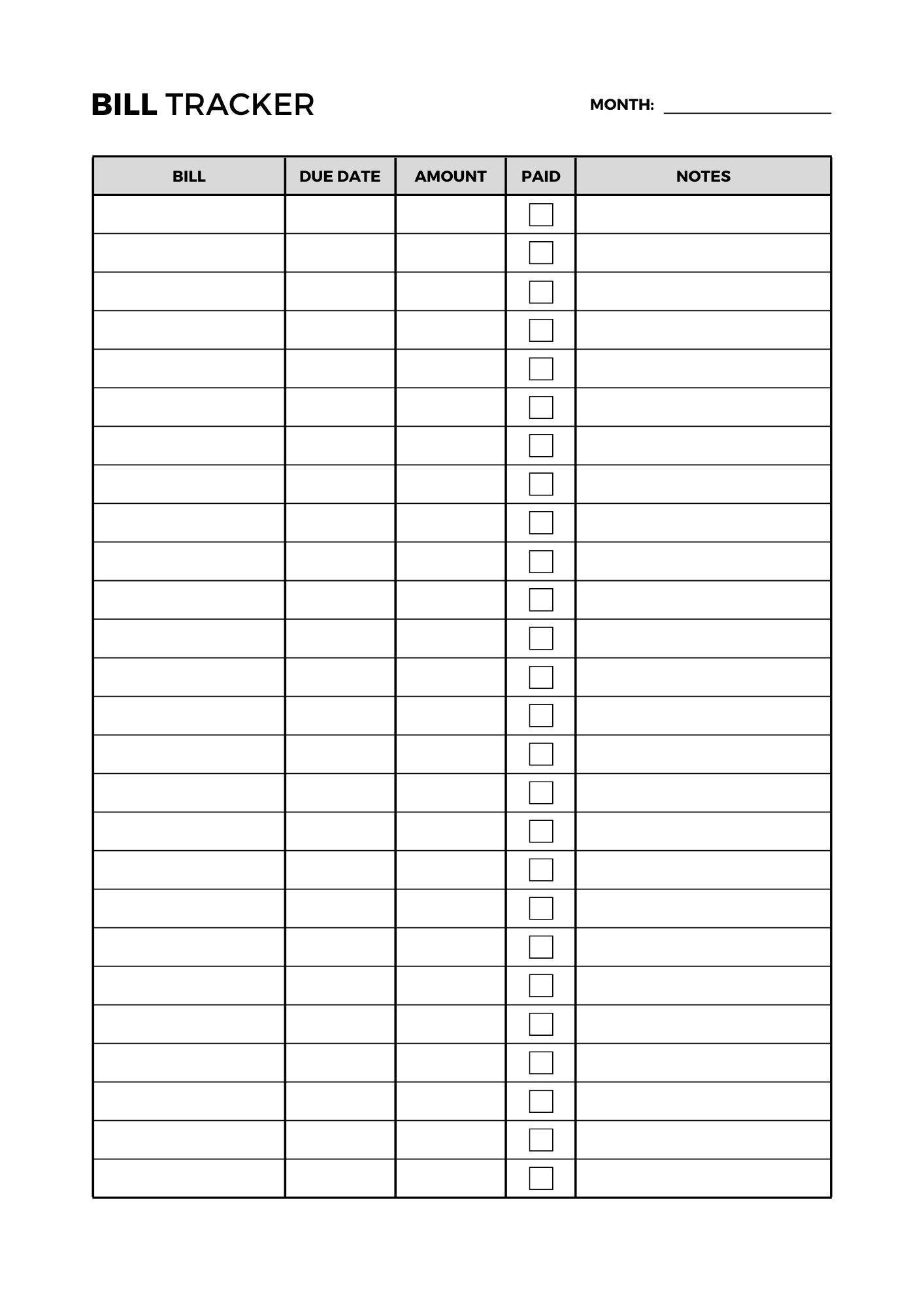 Bill Tracker, Bill Tracker Printable, Bill Tracker Template, Bill