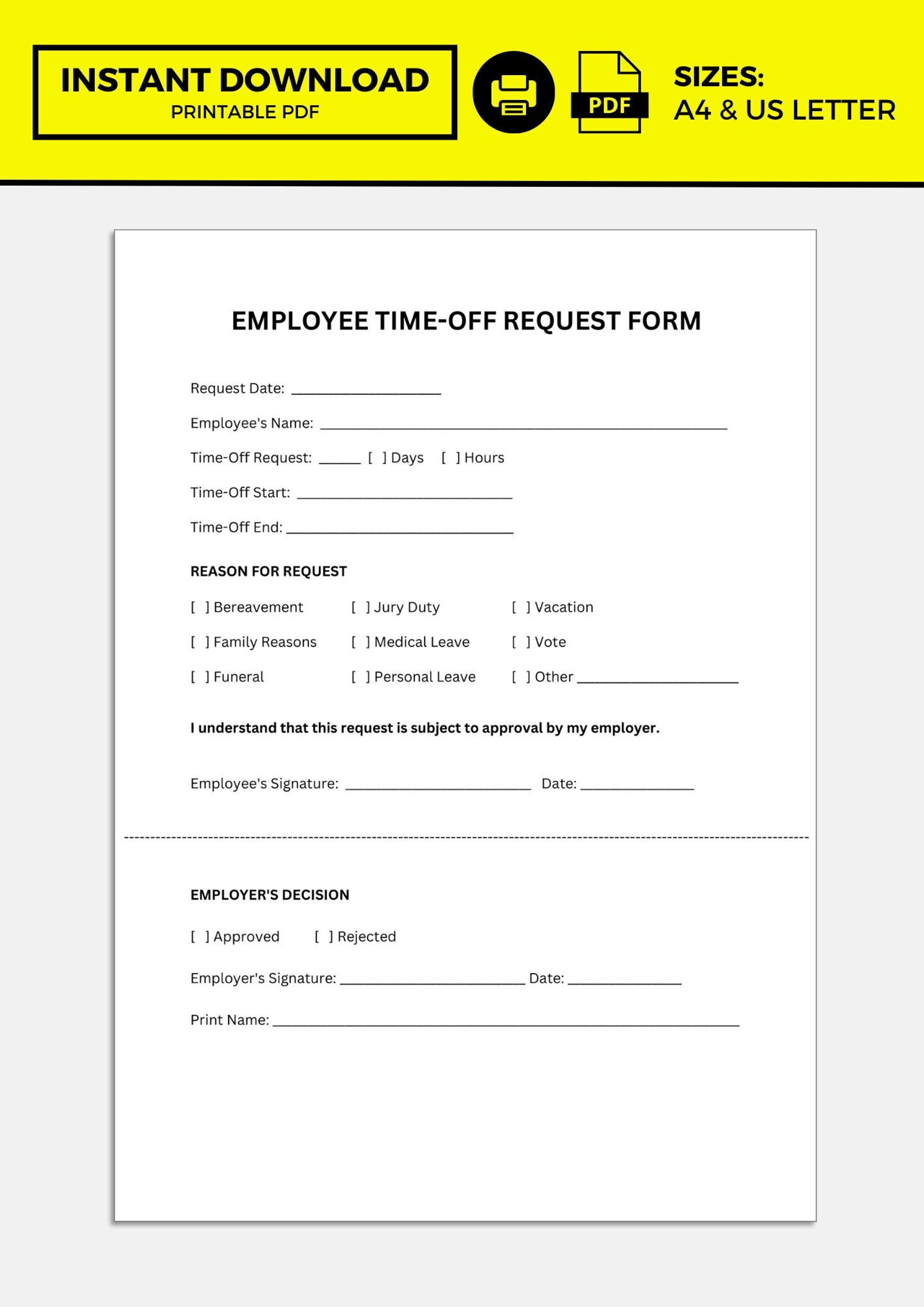 Time Off Request Form Time Off Request Template Etsy time-off-request-form-time-off-request-template-etsy