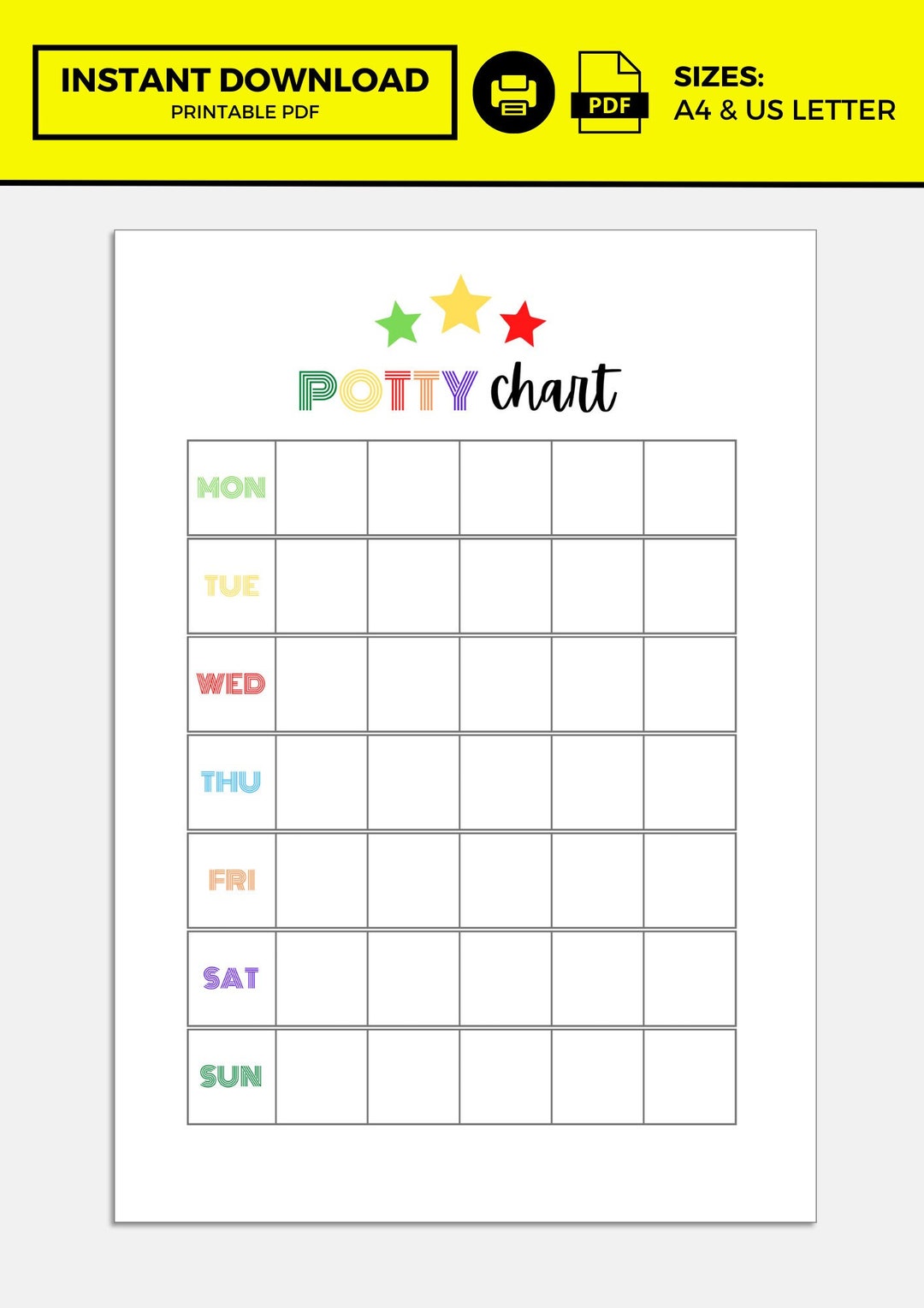 Potty Chart Potty Chart Printable Potty Chart Template Etsy