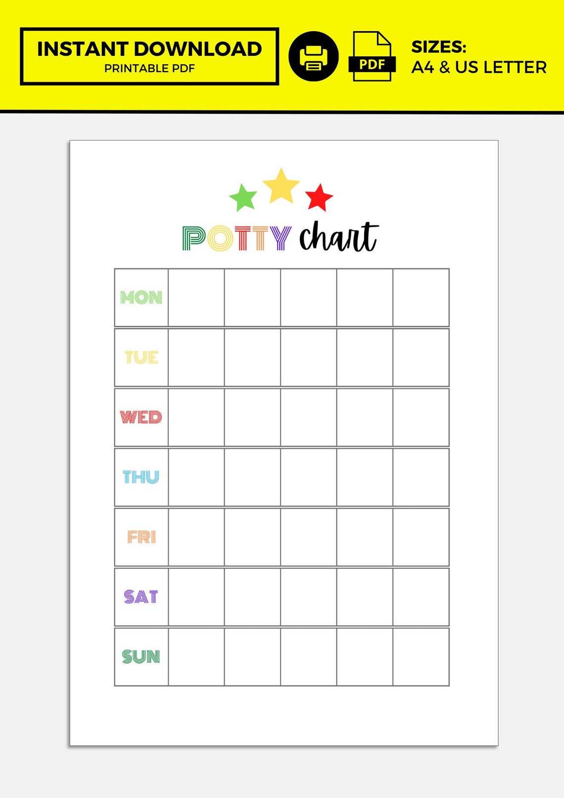 Potty Chart, Potty Chart Printable, Potty Chart Template, Potty ...