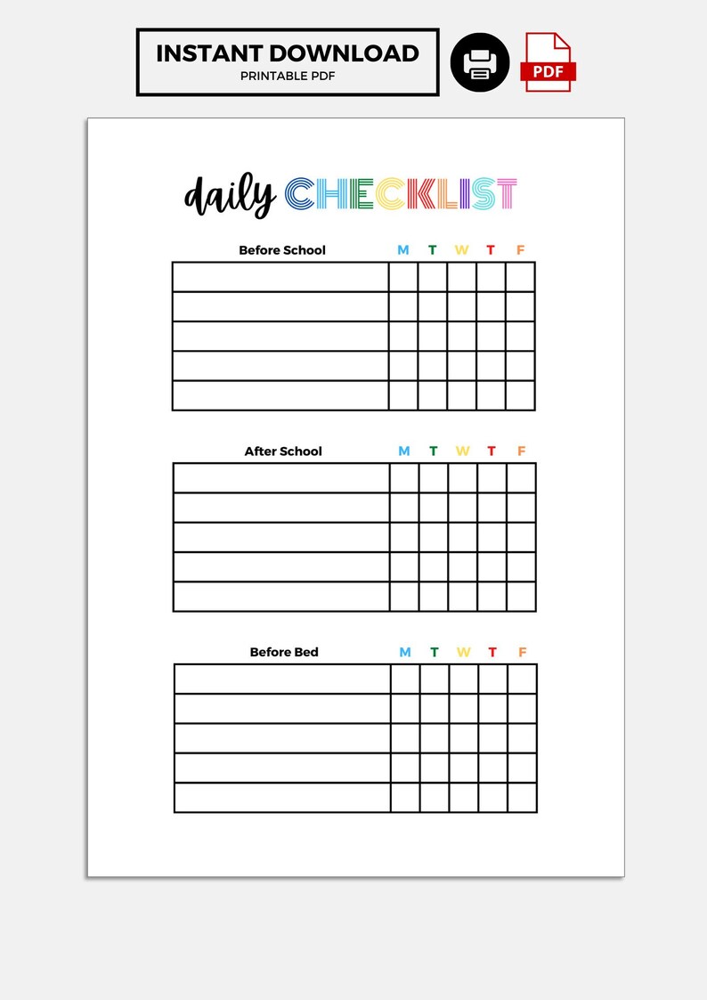 Kids Checklist Printable - Etsy