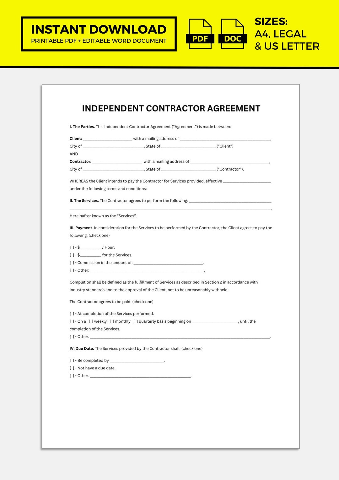 Independent Contractor Agreement Independent Contractor Agreement Photo Inspiration