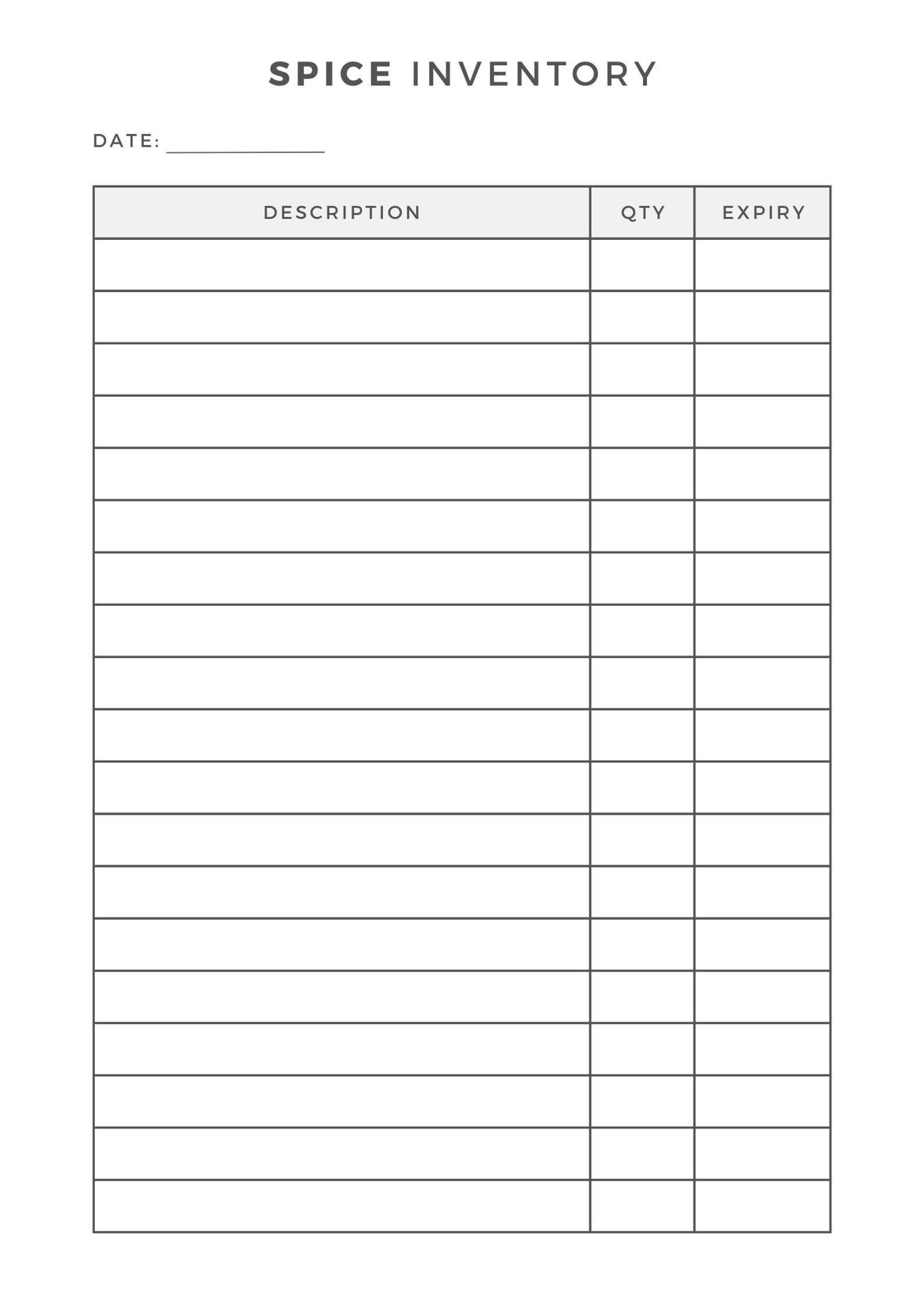 Kitchen Inventory Checklist, Freezer Inventory List, Pantry Inventory