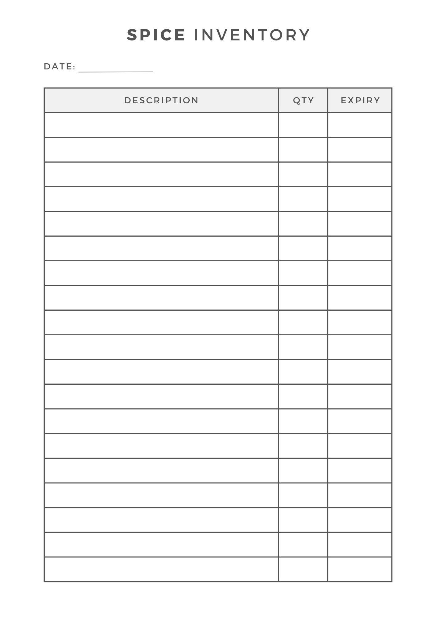 Kitchen Inventory Checklist, Freezer Inventory List, Pantry Inventory