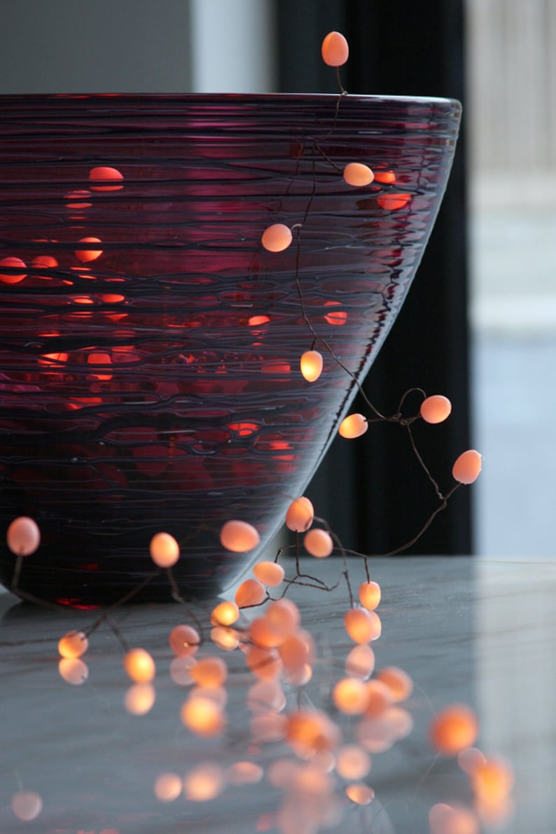 Teardrop Fairy Lights - 60 LEDs on an 8ft String. Peach, Mint or Opaque Colors