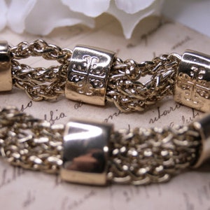 Vintage gold tone multi strand magnetic clasp bracelet, Chunky gold tone chain bracelet