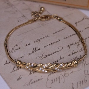 Vintage Avon gold tone and crystals bracelet Gift for her