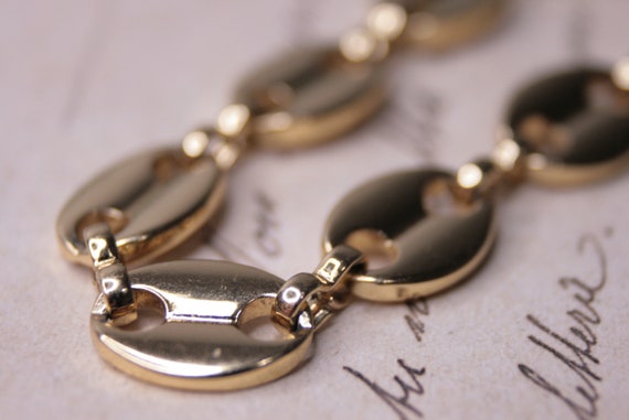Vinatge gold tone coffee bean bracelet, Vintage c… - image 4