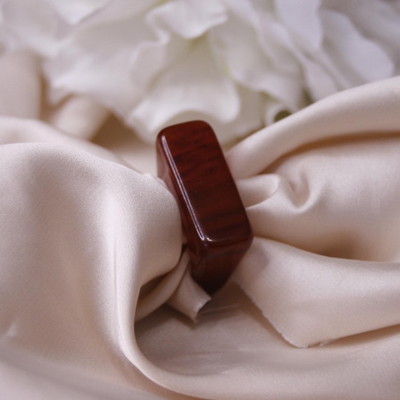 Vintage brown square ring Statement ring Lucite r… - image 9