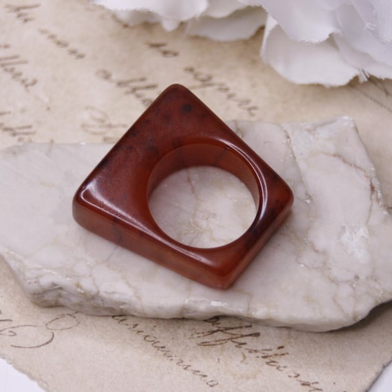 Vintage brown square ring Statement ring Lucite r… - image 5
