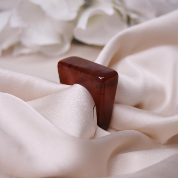 Vintage brown square ring Statement ring Lucite r… - image 8