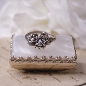 Vintage zilveren 925 roos bloemenring Zilveren roos boeket ring Botanische ring