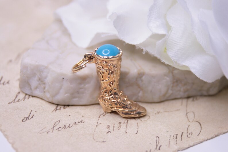 Avon Vintage Cowboy Boot Charm Gold Tone Cowboy Boot With Etsy