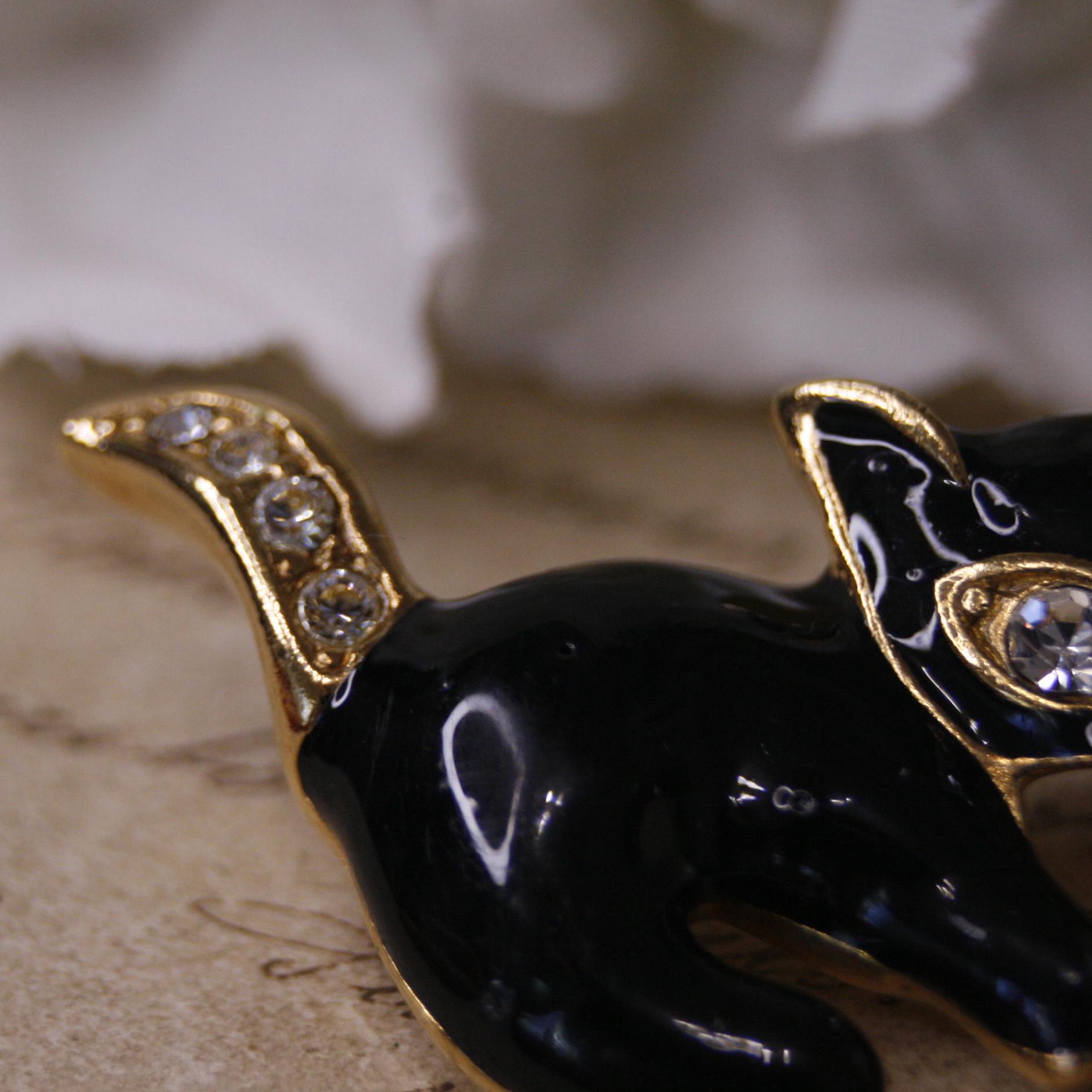 Broche Bijou Tête De Chat En Émail Et Strass - Bleue - Neuf Sans Emballage
