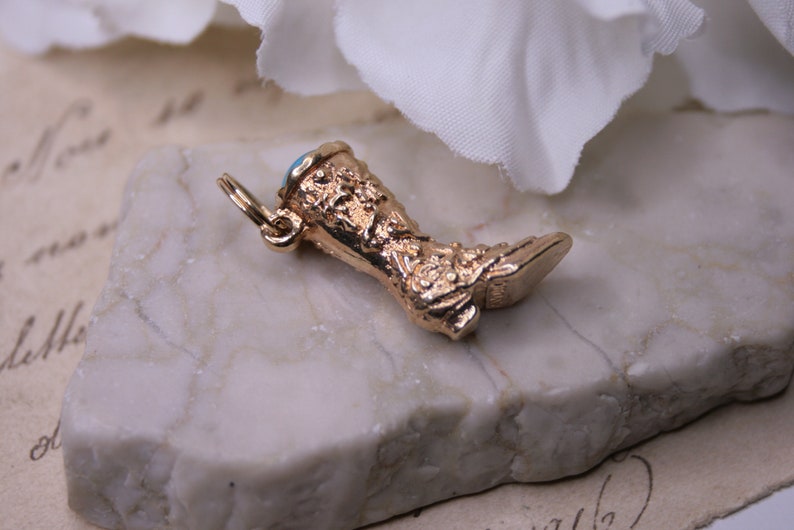 Avon Vintage Cowboy Boot Charm Gold Tone Cowboy Boot With Etsy