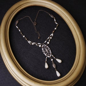 Vintage baumeln Tropfen Anhänger Halskette mit Kunstperle und Strass viktorianischen Revival