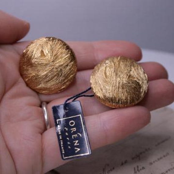 Boucles D'oreille Clip Vintage Orena Paris - Métal Doré, Occasion - Modèle Puces