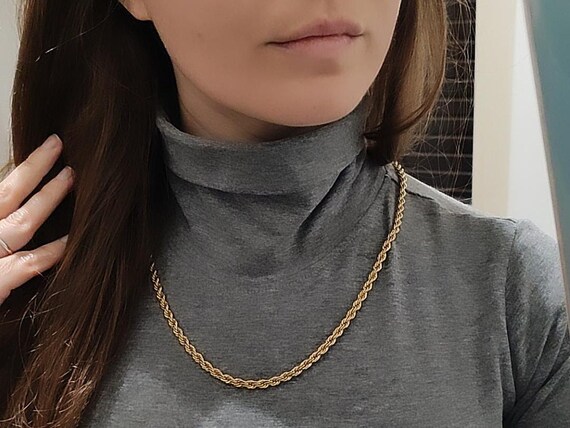 61 Cm Vintage Yellow Gold Tone Rope 