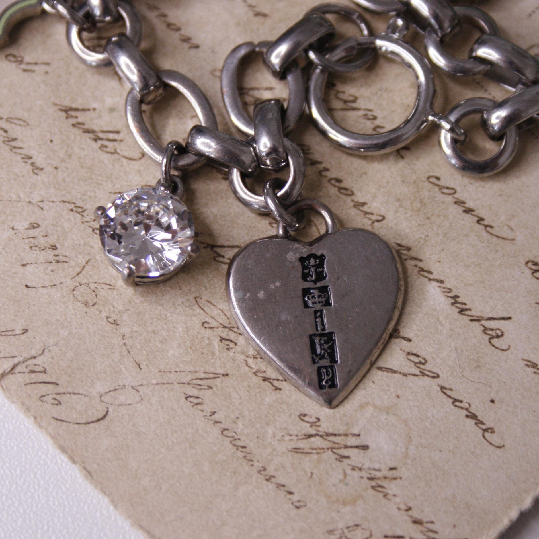 Juicy Couture Y2K 925 Sterling Silver Charms Bracelet ?% Authentic Juicy Couture Vintage Y2K Wide Bangle Bracelet Enamel Silver  main image 2