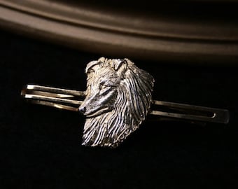 Vintage Hund Krawattenklammer, Gold Ton Shetland Sheepdog Krawattennadel, Geldklammer