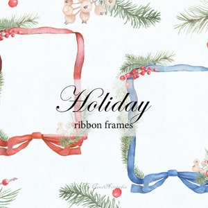 Aquarell Winter Rahmen Clipart, Weihnachtsrahmen Clipart, Weihnachtsgrün Clipart, Aquarell Band Rahmen Clipart, Evergreens Clipart