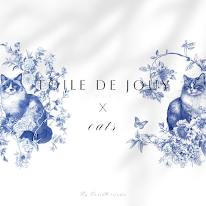 Toile de Jouy-clipart, blauwe toile de jouy, kat clipart, blauwe toile clipart, chinoiserie bloemen clipart, chinoiserie rozen, pioen bloemen, pioen png PNGEgg