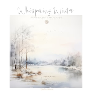 Watercolor Winter Clipart, Watercolor Winter Forest, Christmas Clipart, Watercolor Snow Scenes, Winter Forest Landscape, Misty Forest PNG