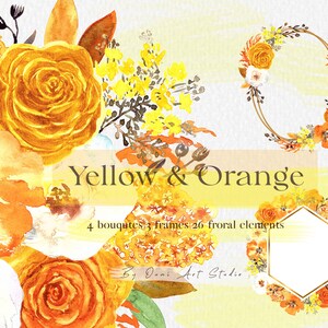 Aquarell gelbe Rose, orange Blumen Clipart, Rose PNG, Herbst Blumen Clipart, Aquarell Rose, Gold, Blumensträuße, Braut, Digital