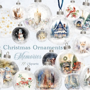 Watercolor Winter Clipart, Christmas Clipart, Christmas Scenes Clipart, Christmas PNG, Watercolor Winter Animals Clipart, Winter Scenes PNG