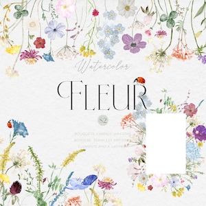 Wildflowers Clipart, Watercolor Floral Clipart, Watercolor Boho Flowers Clipart, Wildflower Bouquets, Boho Floral, Watercolor Floral Frames