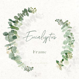 Watercolor Eucalyptus, Eucalyptus Clipart, Split Frame, Watercolor Greenery Clipart, Botanical Frame Eucalyptus, Foliage Clipart, Digital