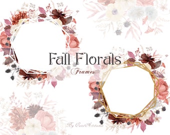 Watercolor Fall Floral Clipart, Burgundy Purple Flowers (Digital Download)