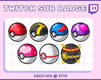 Pokeballs Twitch Sub Badges | Discord | Youtube| Cute | Streamer | Streaming | Gaming ready to use!