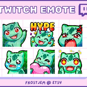 Bulbasaur Emote pack for Twitch | Discord | Youtube | Kawaii | Pocketmon | Emoji| Streamer