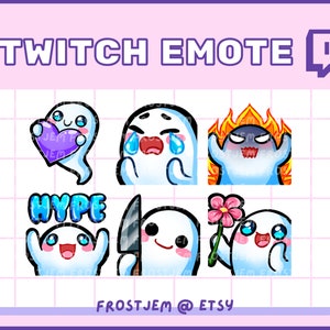 GHOST EMOTE Pack 6 Twitch Emotes | Zwietracht | Youtube | Emote Paket | | Süß | Luftschlangen | Streaming | Halloween Gebrauchsfertig!