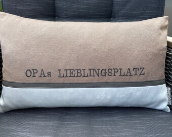 Personalized "Favorite Spot" cushion with individual embroidery and name or text
