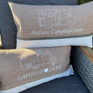 Camping cushion for motorhome van caravan individually embroidered personalized