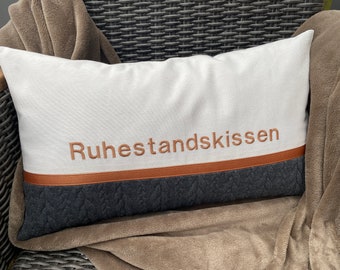 Retirement pillow, individually embroidered with name or text, personalized