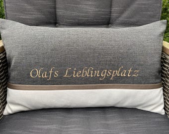 Personalized "Favorite Spot" cushion with individual embroidery and name or text