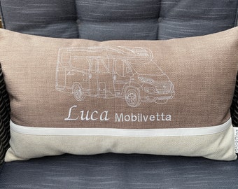 Camping cushions for motorhomes, semi-integrated and fully integrated campervans, individually embroidered and personalized