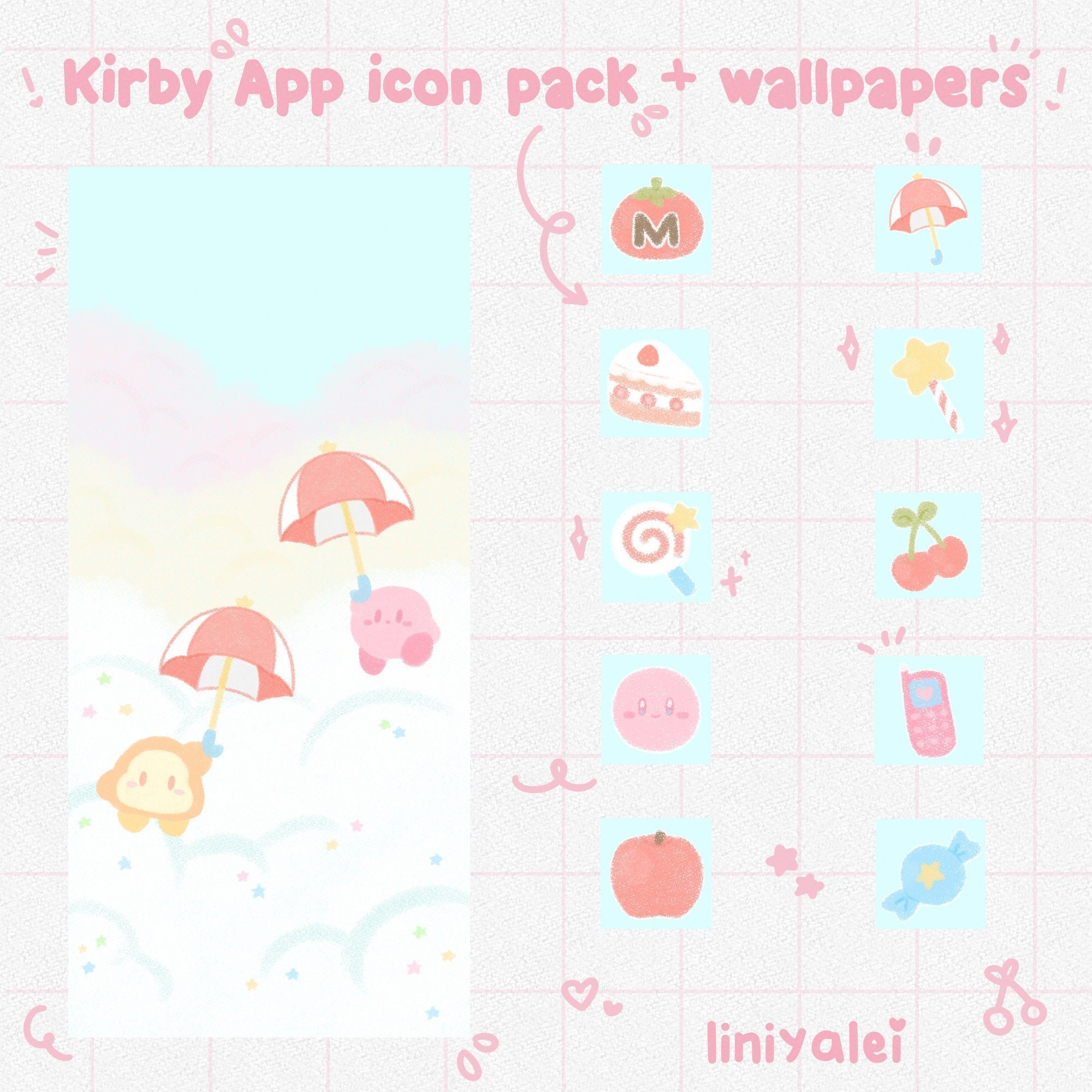 Kirby iconos fondos de pantalla / Lindos iconos fondos de - Etsy España