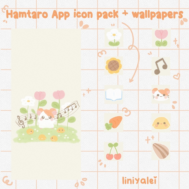 Hamtaro App Icon Pack + Wallpapers / Cute App Icon Pack + Wallpapers for iOS and Android / Kawaii App icon set / App Icon Pack phone/iPhone 
