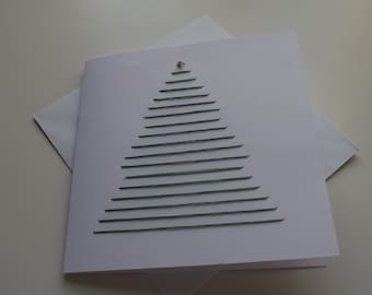Double Sided Hand Embroidered Christmas Tree Card with Beading