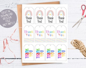 Thank You Printable Tag, Thank You Favor Tag, Thank You Gift Tag, Teacher Appreciation, 3 tag options, Colorful Printable Thank You
