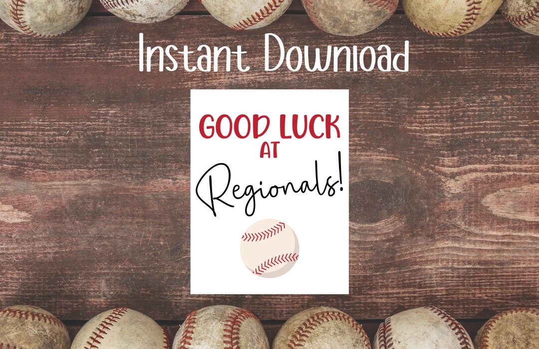 BASEBALL Good Luck at Regionals Printable Tag Team Good Luck Printable Tag BASEBALL Regional