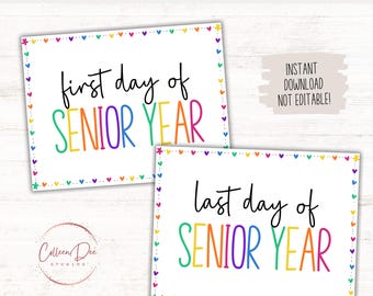 FIRST and LAST Day of SENIOR Year Sign Set | 1st Day of 12th Grade Printable | Back to School | Last Day School | Picture Photo Prop | 12th