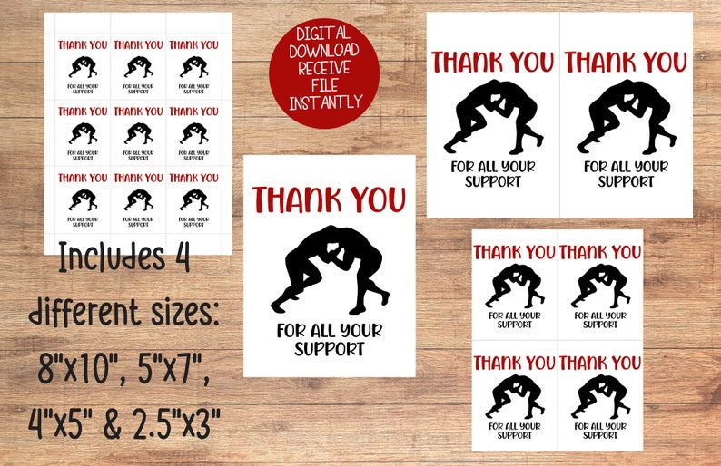 Wrestling Thank You for All Your Support Printable Tag Thank Etsy