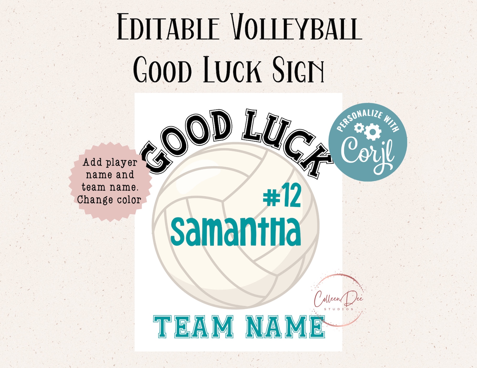 Editable Volleyball Good Luck Printable Sign Volleyball Team Etsy