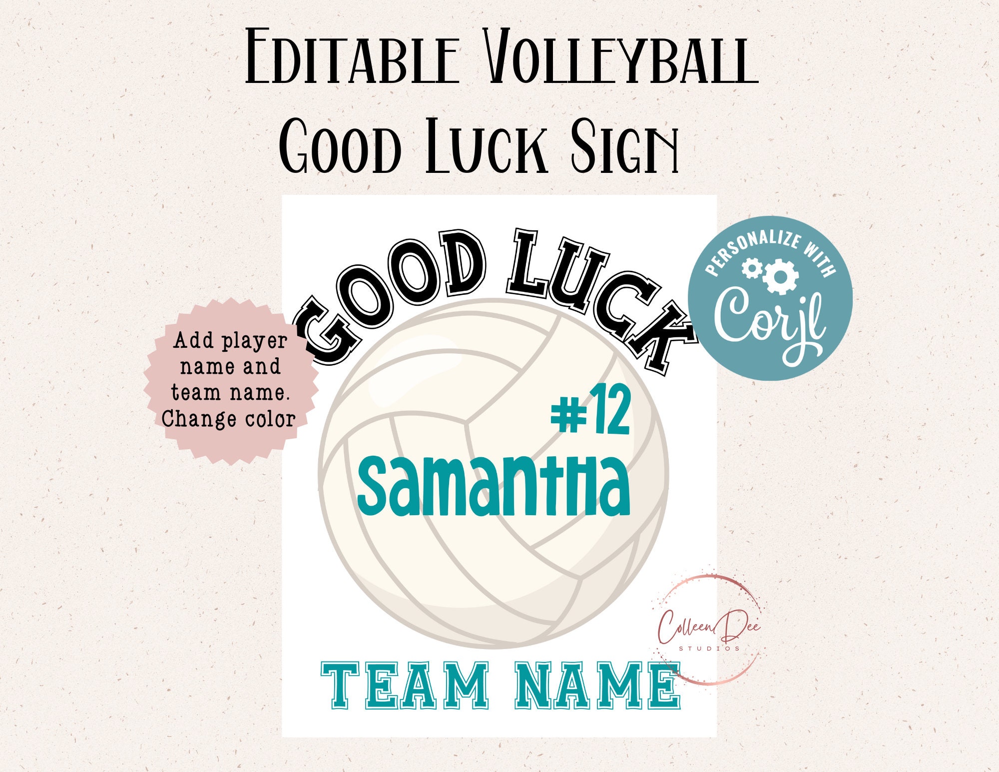 Editable Volleyball Good Luck Printable Sign Volleyball Team Etsy